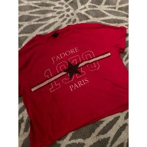 Red Top Shop J’adore Paris Graphic Tee